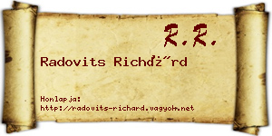 Radovits Richárd névjegykártya